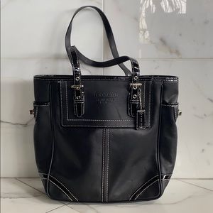 Coach leather and patent leather handbag
